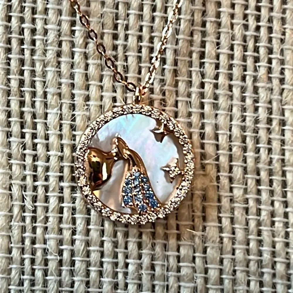 AQUARIUS MOTHER OF PEARL 14k RG/925 silver, 17”. New in Gift Box.